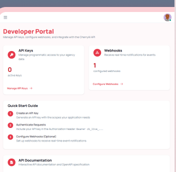 Developer Portal integration page