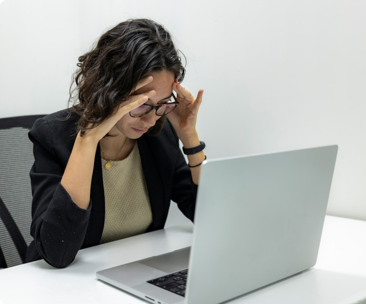 Frustrated woman managing multiple gift websites